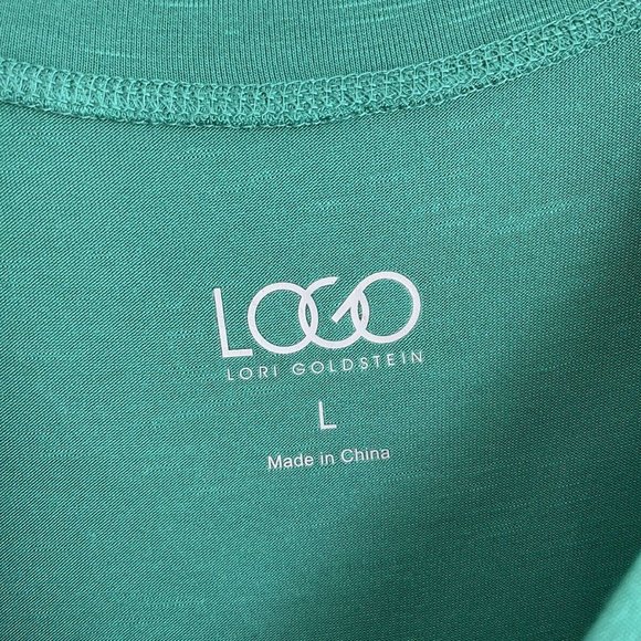 LOGO Lori Goldstein Green 3/4 Sleeve Tunic with Pockets - Picture 2 of 6